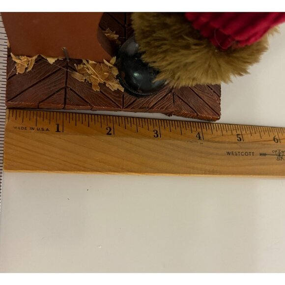 Woodworking Santa Claus Figurine with Carved Bear Tools and Table Vintage 17" - Picture 8 of 9